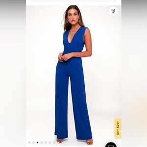 Royal Blue Lulus backless jumpsuit- “thinking out loud”